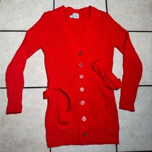 Vintage 100% Acrylic Fiber Red Women's Cardigan Sweater